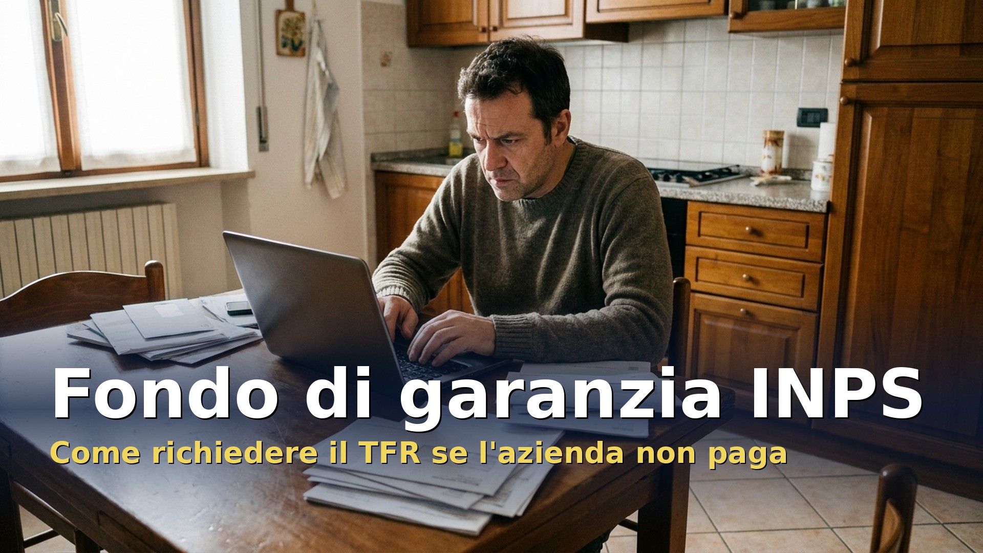 Fondo di garanzia INPS: un lavoratore compila al computer la domanda per il TFR non pagato dall'azienda