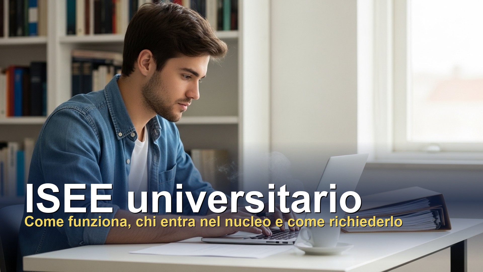 ISEE universitario: studente compila la domanda al computer con i documenti