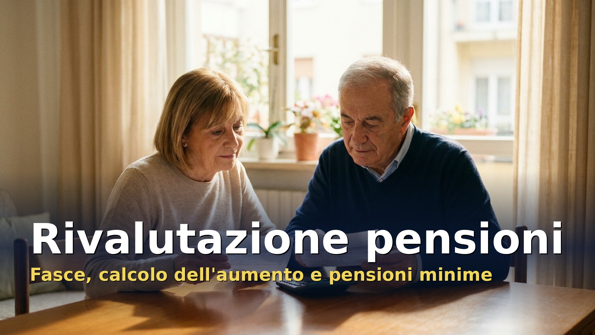 Rivalutazione pensioni: una coppia di pensionati confronta il cedolino della pensione al tavolo del soggiorno