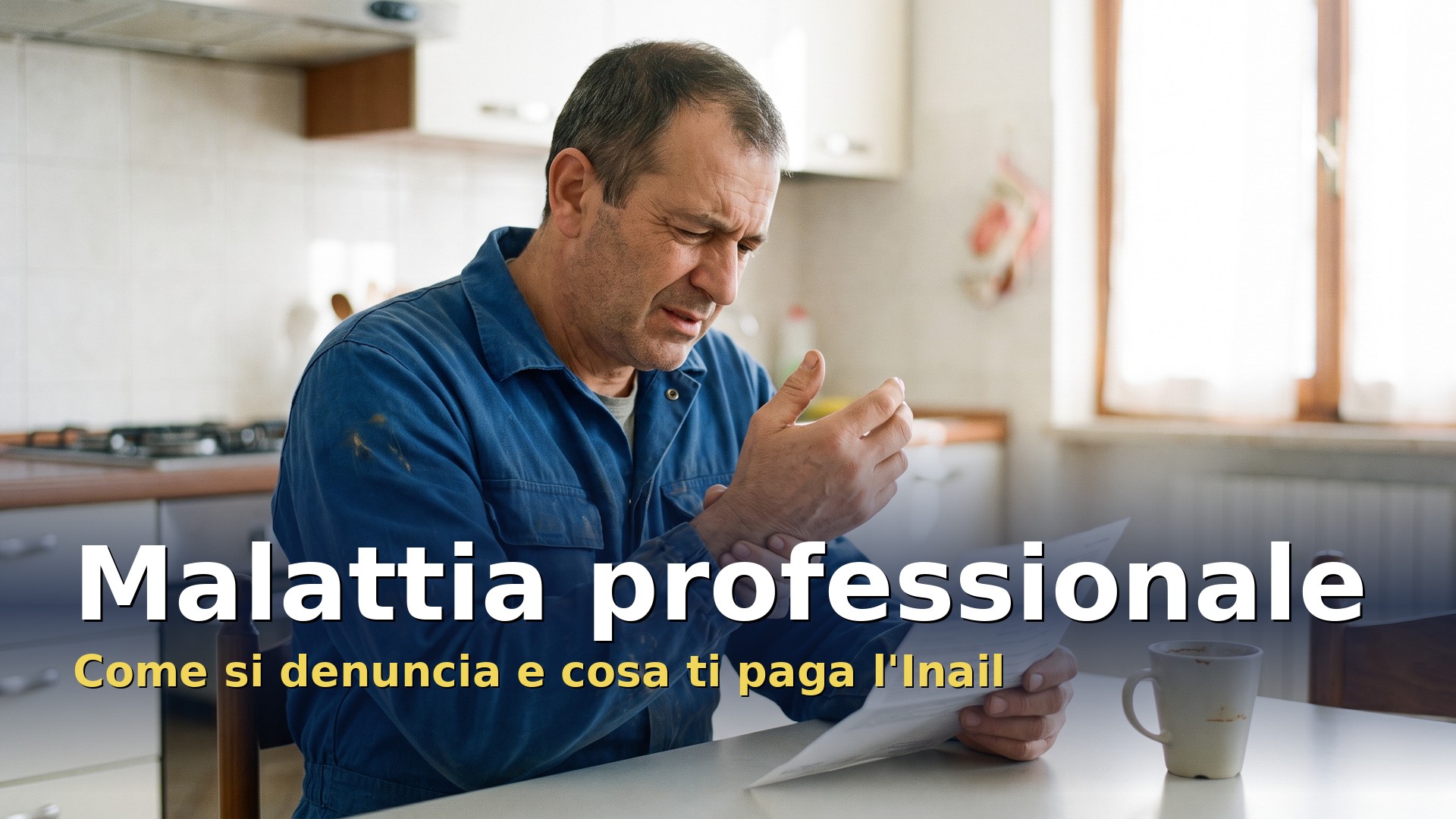 Malattia professionale: lavoratore con dolore al polso legge il certificato medico per la denuncia all'Inail