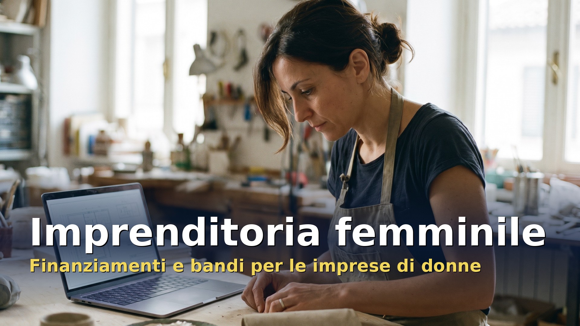 Imprenditoria femminile: titolare donna nel suo laboratorio artigianale