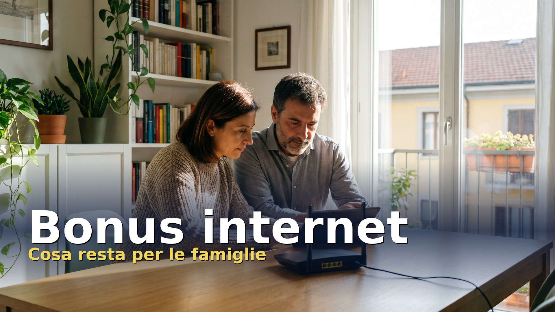 Bonus internet: coppia che controlla la connessione di casa